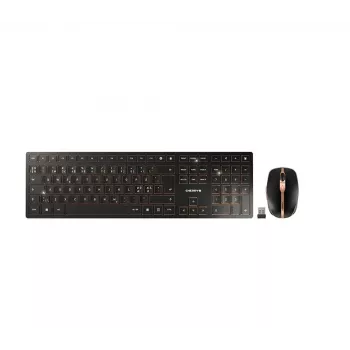 CHERRY DW 9100 SLIM bezvadu tastatūra un pele, RF Wireless + Bluetooth, melna