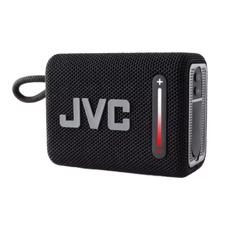 Portatīvais skaļrunis JVC XS-E114B, IPX6 ūdensizturīgs, Bluetooth 5.3, 5 W RMS, 2000 mAh akumulators, FM radio, TWS, melns