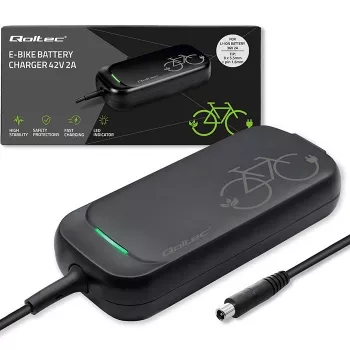 Qoltec ātrais lādētājs XIAOMI 36V elektrisko skrejriteni un velosipēdu | 42V | 2A | 8.0*8.0mm+pin | ūdensizturīgs + strāvas kabelis