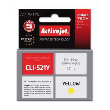 Saderīga tintes kasetne ACC-521YN Dzeltena Canon CLI-521Y augstas ietilpības (XL) 10 ml