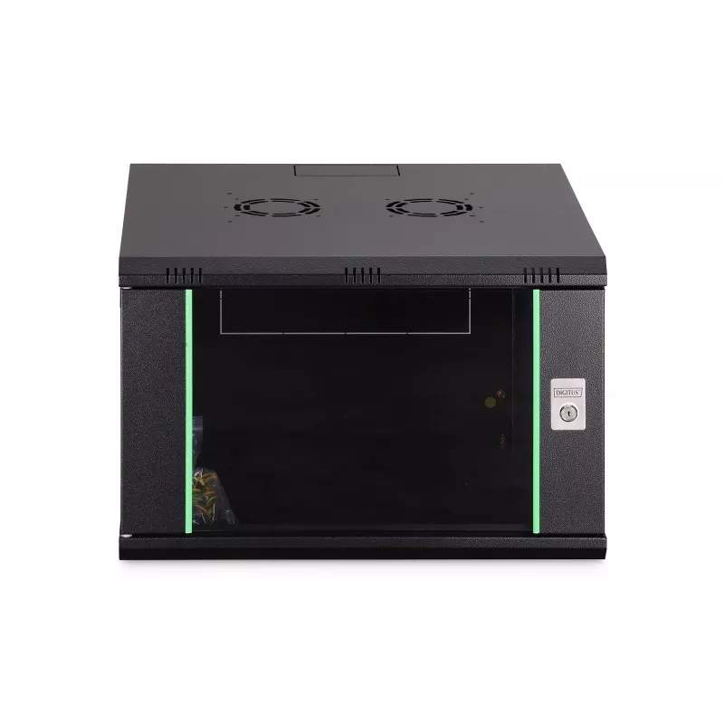Sienas 19 collu skapis DIGITUS Dynamic-N DN-37103 — 7U, 600x600 mm, IP20, neizjaukts, melns