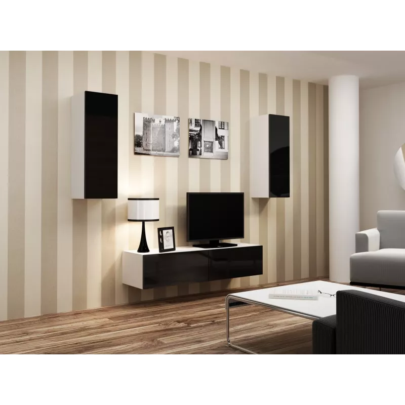 Cama TV statīvs VIGO 140 30/140/40 balts/melns glancēts