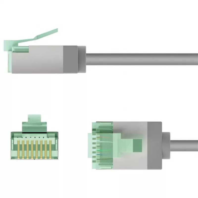 Goobay Ultra-Flexible CAT 8.1 Patch Cable slim U/FTP Grey - īpaši īss spraudnis 99.9% (74349)