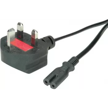 VALUE - Strāvas kabelis - BS 1363 (M) leņķveida uz IEC 60320 C7 taisns - AC 250 V - 2.5 A - 1.8 m - Melns (19.99.2017)