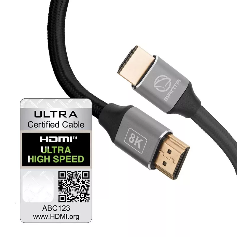 HDMI kabelis MANTA HDMI-2MC 2 m, atbalsta 8K izšķirtspēju