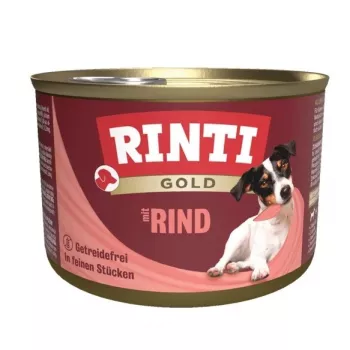 Slapjā suņu barība RINTI Gold Beef Adult 185 g — bezgraudu, bezglutēna pilnvērtīga barība