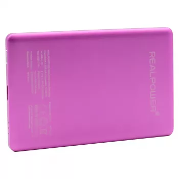 RealPower PB-5000 MAG Ultra Slim pārnēsājamais akumulators 5000 mAh, MagSafe, bezvadu uzlāde, USB-C, 20 W, rozā