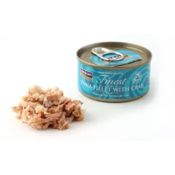 Slapjā barība kaķiem FISH4DOGS Tuncis ar krabi 70 g — konservs