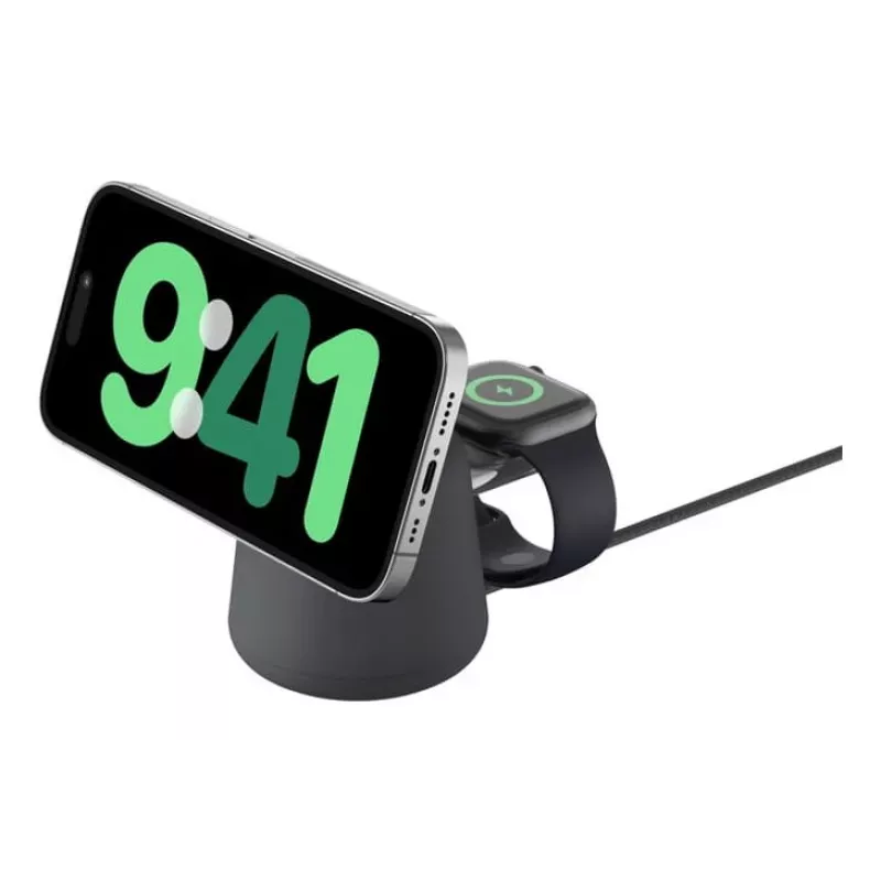 Bezvadu lādētājs Belkin WIZ027VFH36 2-in-1 magnētiskais Qi2 15W iPhone un Apple Watch