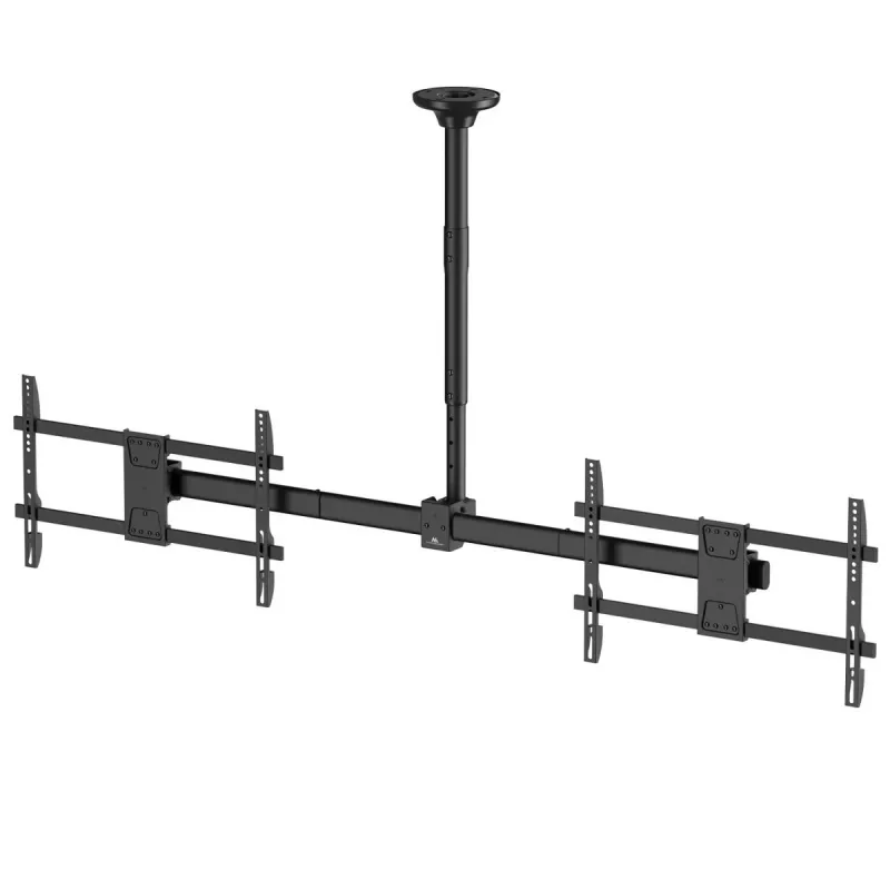 Griestu stiprinājums MACLEAN MC-111 B diviem televizoriem, max slodze 2×40 kg, max VESA 600×400
