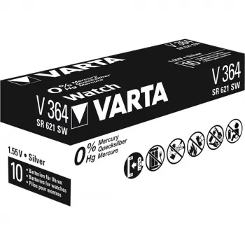 Varta 364 sudraba oksīda baterija, pogveida elements, 1.55V (00364 101 111)