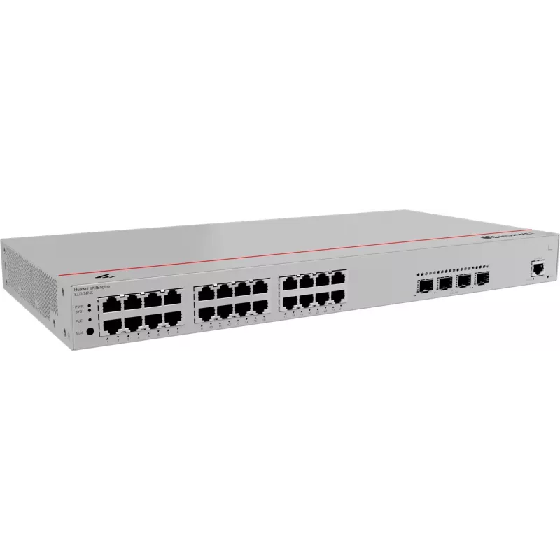 Slēdzis HUAWEI S220-24P4X — 24 x Gigabit RJ-45, 4 x SFP+, PoE, 1U pelēks