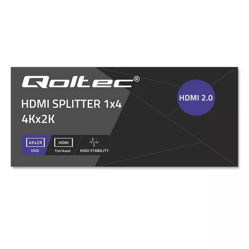 Qoltec 51799 Aktīvs HDMI sadalītājs 4 x HDMI 4K x 2K | 6Gb/s | 60Hz