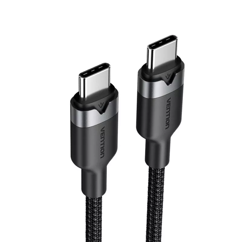 USB-C uz USB-C datu un uzlādes kabelis Vention TRDBH, 2 m, USB 2.0, 60 W PD, 3 A, 480 Mbit/s, melns