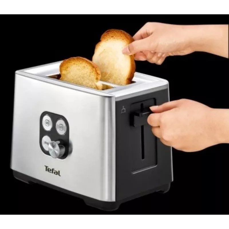 Tefal Equinox TT420D 2 šķēlēm Melns, Nerūsējošais tērauds