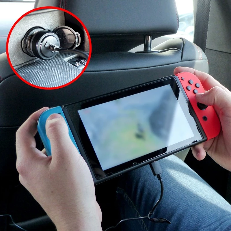Subsonic SA5408 auto lādētājs Nintendo Switch konsolei, USB-C, 1,5 m vads, 2,4 A