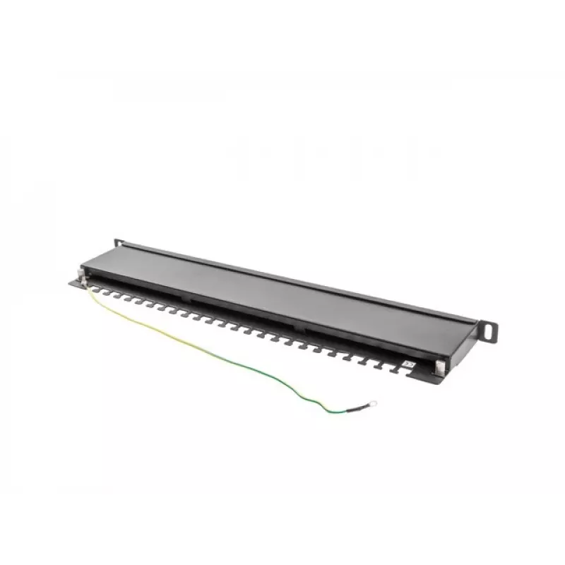 Patch panel LANBERG PPS5-0024-B 24-portu CAT5e, metāla, 0,5U, 445×99×22,3 mm, melns