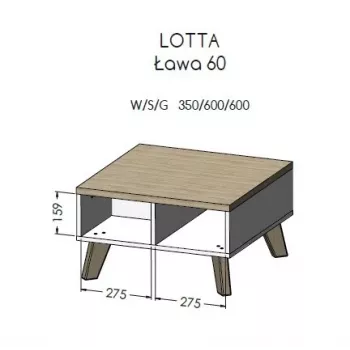 Cama LOTTA 60 Kafijas galdiņš balts/sonomas ozols
