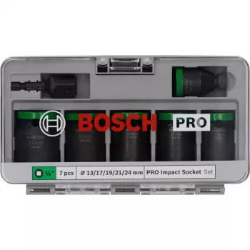 Bosch Powertools PRO 1/2 collu 7 daļu triecienuzgriežņu atslēgu komplekts melns
