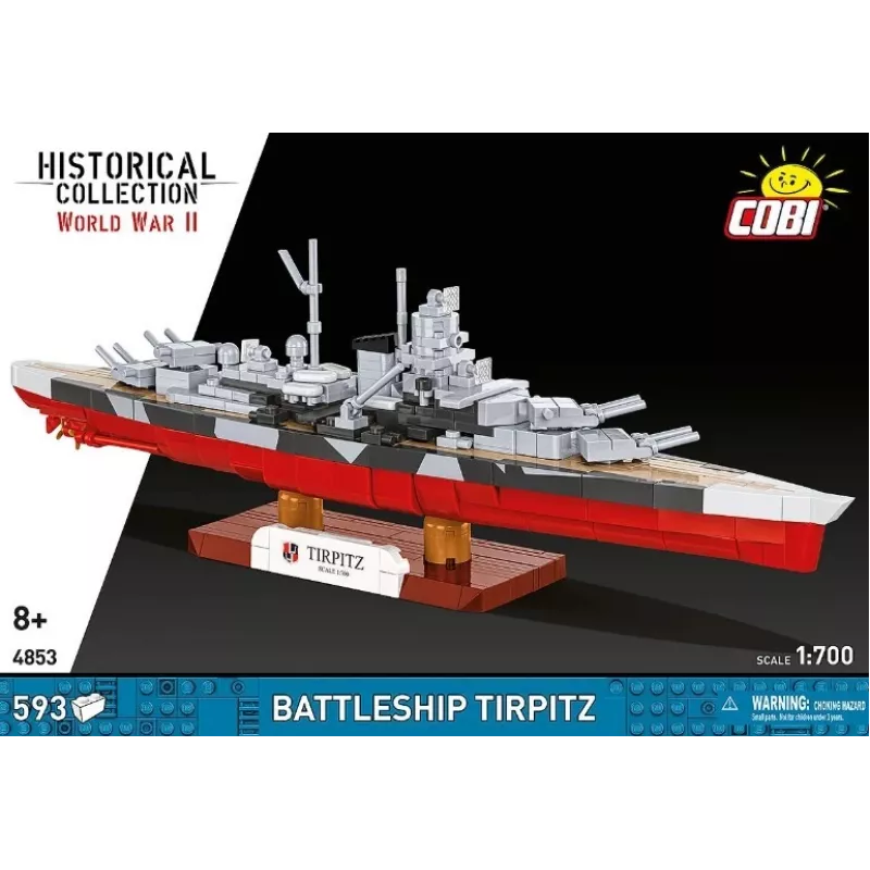 Konstruktors Cobi Kaujas kuģis Tirpitz 593 daļas, mēroga modelis