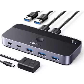 KVM USB slēdzis UGREEN CM662 2x4 izejas, melns