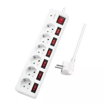Pagarinātājs LogiLink LPS250 1.5m 6 AC kontaktligzdas Iekštelpām Balts