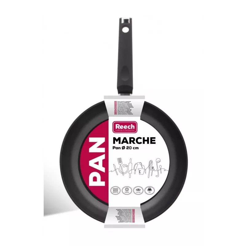 Cepamā panna LAMART LP1001 MARCHE 20 cm, nepiedegošs pārklājums, melna