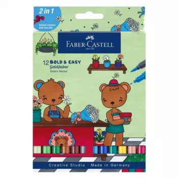 Marķieru komplekts Faber-Castell 164815 — 12 gab., daudzkrāsaini marķieri, ražots Vācijā