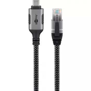 Goobay 70755 USB-C uz RJ45 Ethernet CAT 6 kabelis stabilam vadu interneta savienojumam ar maršrutētāju/modermu/tīkla slēdzi / aizstāj USB-RJ45 adapteri / 1