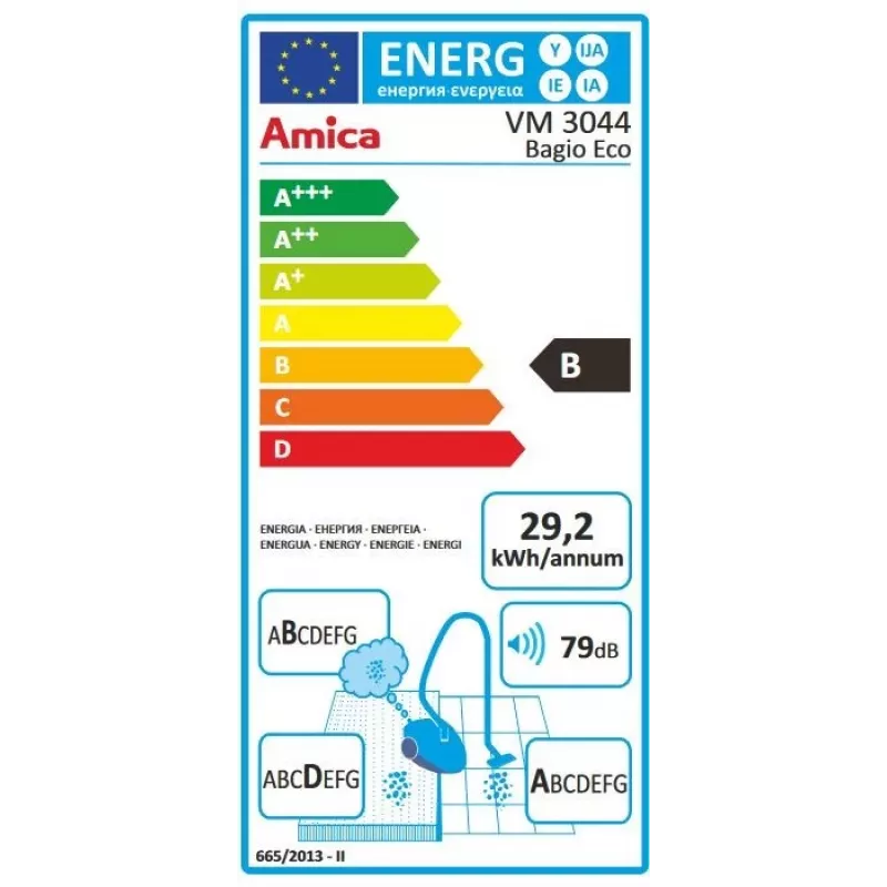Bezputekļu putekļsūcējs Amica Bagio Eco VM 3044