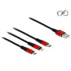 DeLOCK kabelis tikai uzlādei - Lightning / USB - USB (vīr.) uz Micro-USB Type B, Lightning, USB-C (vīr.) - 1,0 m - Ekranēts - Melns (85892)