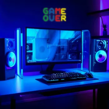 Neona zīme MANTA SNL102MT — 'Game Over' sienas dekors ar LED neona efektu