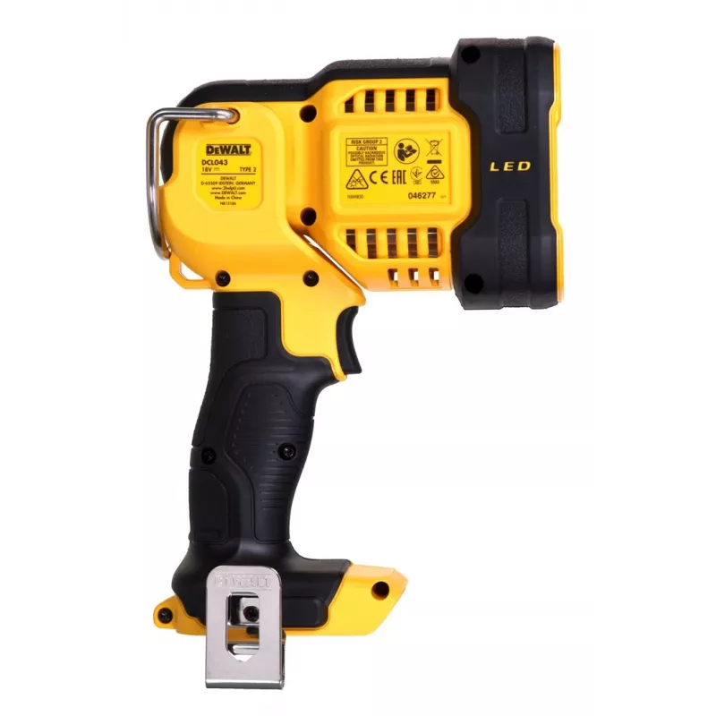 Piekarināma darba lampa DeWalt DCL043-XJ, LED 1000 lm, 3 spuldzes, 90° stars, dzeltena/melna