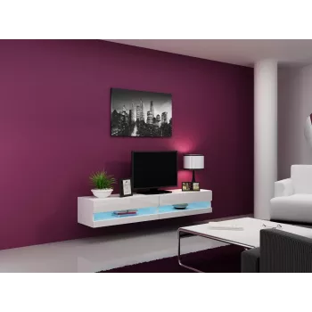 TV statnis cama meble VIGO NEW 30/180/40, balts spīdums, skaidu plātne, 1800×400×300 mm