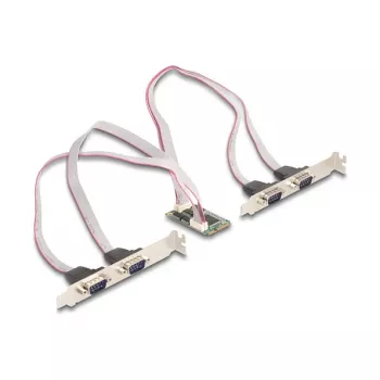 Iekšējā RS-232 saskarnes karte DELOCK 95278 — Mini PCI Express, 4× RS-232, FIFO 256 B, 30×51×10 mm