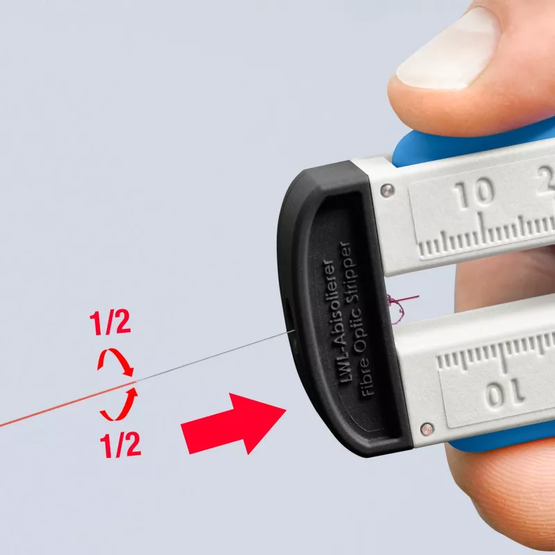 KNIPEX 12 85 110 SB optisko šķiedru noņēmējs / apvalka noņemšanas instruments (zils/balts)