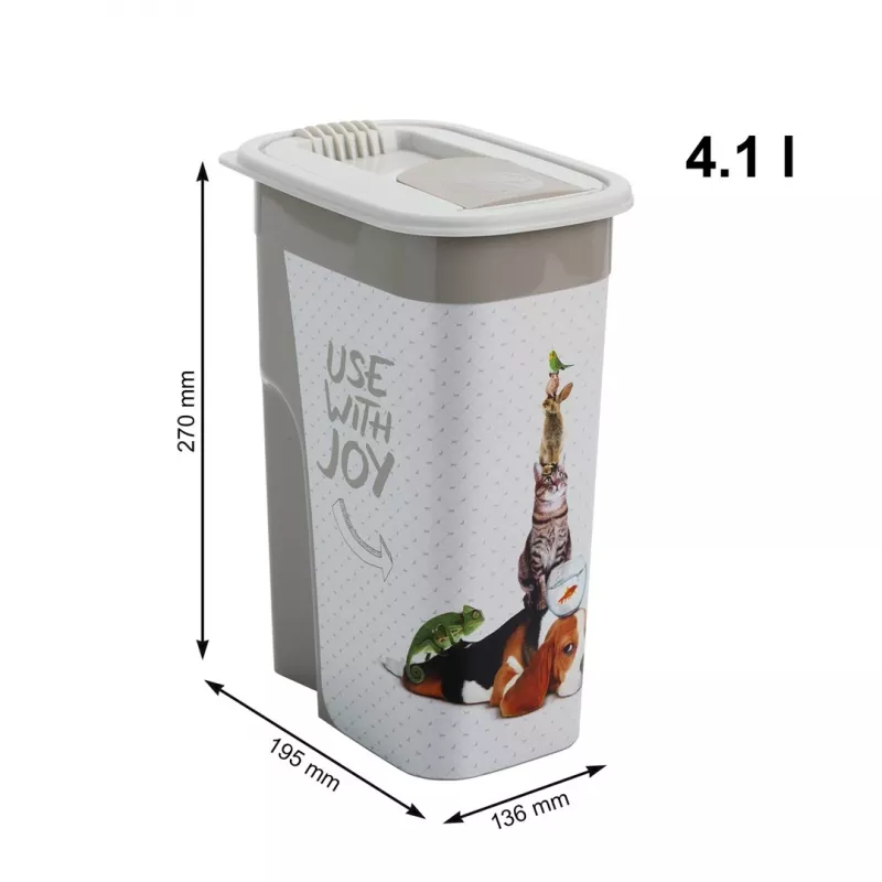 Rotho Flo mājdzīvnieku barības uzglabāšanas trauks bēši brūns plastmasa 4,1 L, 270 mm augstums