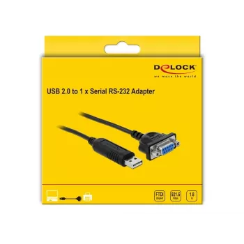 Seriālais kabelis DeLOCK 66281 Melns 1.8 m RS-232 USB Type-A