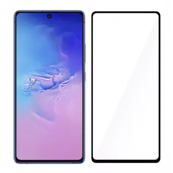 Rūdīta stikla ekrāna aizsargs Tellur Samsung S10 Lite — Pilna līme, saderīgs ar maciņiem, melns