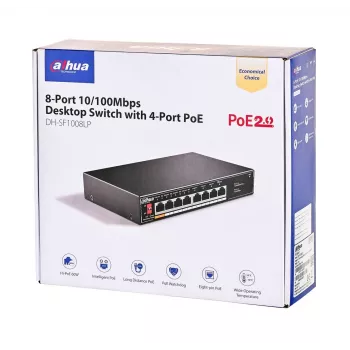 Dahua Technology PoE SF1008LP Nepārvaldāms L2 Fast Ethernet (10/100) Power over Ethernet (PoE) Melns