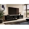 TV skapis Cama Meble SLIDE 200K — 200x40x37 cm, spīdīgi melns, skaidu plātnes virsma