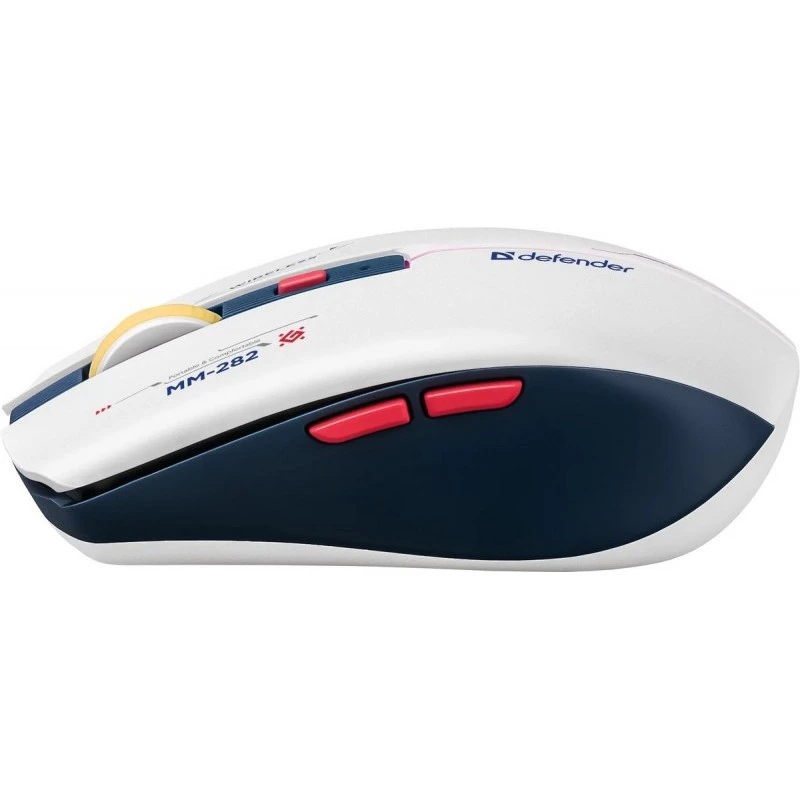 Bezvadu spēļu pele DEFENDER MM-282 RF — ambidekstrāla, optiskā 1800 DPI, 5 pogas, USB, baterija