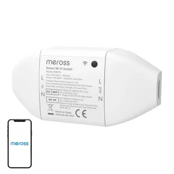 Meross MSS715MA-UN viedais WiFi relejs (Matter) – vienkanāla sienas relejs mājas automatizācijai