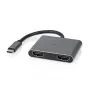 Nedis USB-C™ adapteris USB 3.2 Gen 1 | USB-C™ spraudnis | 2x HDMI™ | 4K@30Hz | 0,10 m | Apaļš | niķelēts | PVC | Melns | Kaste (CCGB64670BK01)
