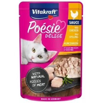 Slapjā barība kaķiem Vitakraft Poésie Delice ar vistu 85 g maisiņš, pieaugušiem kaķiem