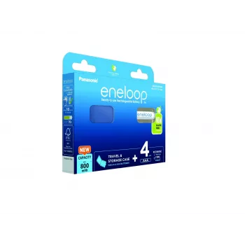 Panasonic Eneloop AAA 800 mAh uzlādējamās baterijas 4 gab. + maciņš (BK-4MCDE/4CP+CASE)