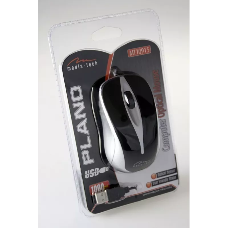 Media-Tech Plano USB Optical (Sudraba) – vadu optiskā pele
