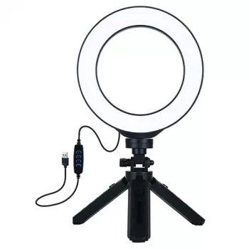 LED gredzenveida gaisma 16cm ar statīvu 12-14.5cm, USB