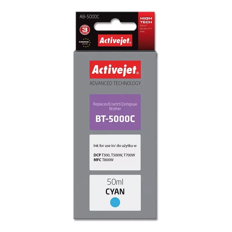 Tintes pudele ActiveJet AB-5000C ciāna, saderīga ar Brother, 50 ml augstas (XL) ietilpības