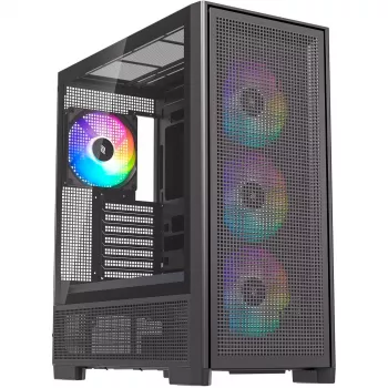 PC korpuss Silentware Air 2000 A-RGB Black — vidējais tornis, rūdīta stikla sānu panelis